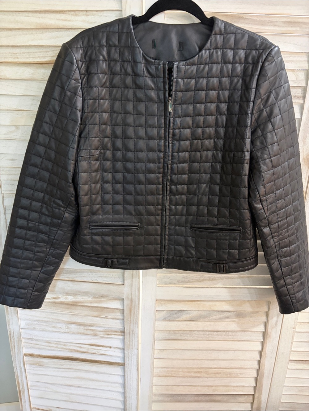 Quilted Leather Jacket - Black